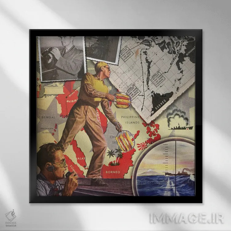 تابلو کلاژ نیروی هوایی اثر سَتردی ایونینگ پُست (مجله و برند هنری آمریکایی) - نمای قابدار مشکی