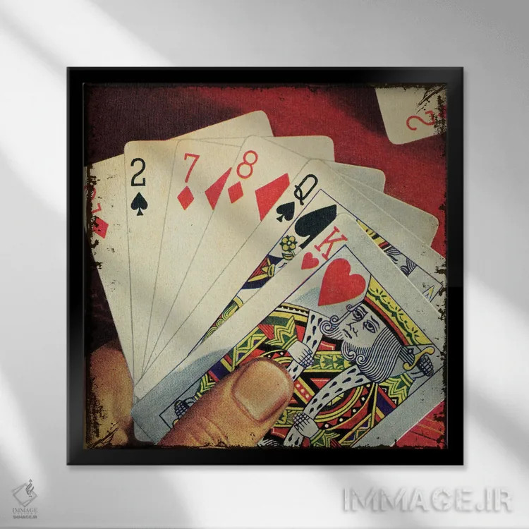 تابلو دست خوششانس (پوکر یا شانسی) اثر سَتردی ایونینگ پُست (مجله و برند هنری آمریکایی) - نمای قابدار مشکی