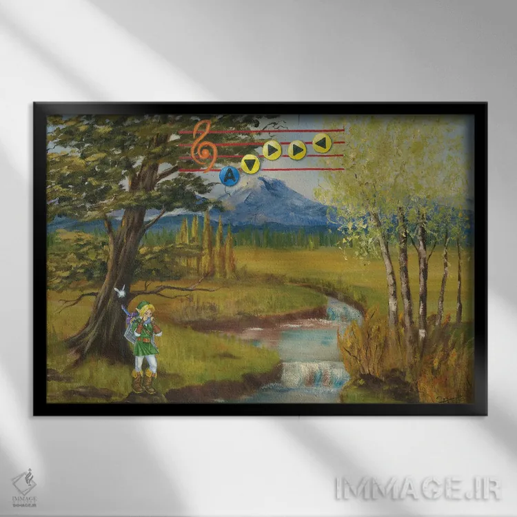 تابلو سرناد آب (موسیقی یا افسانه) اثر کورتنی هیرشه - نمای قابدار مشکی