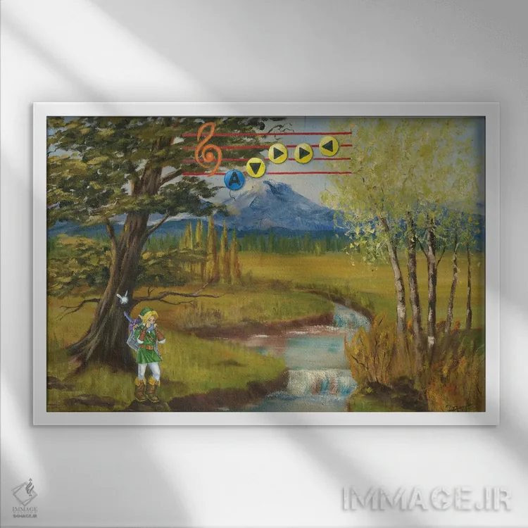 تابلو سرناد آب (موسیقی یا افسانه) اثر کورتنی هیرشه - نمای قابدار سفید