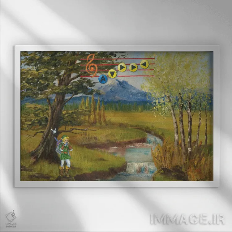 تابلو سرناد آب (موسیقی یا افسانه) اثر کورتنی هیرشه - نمای قابدار سفید