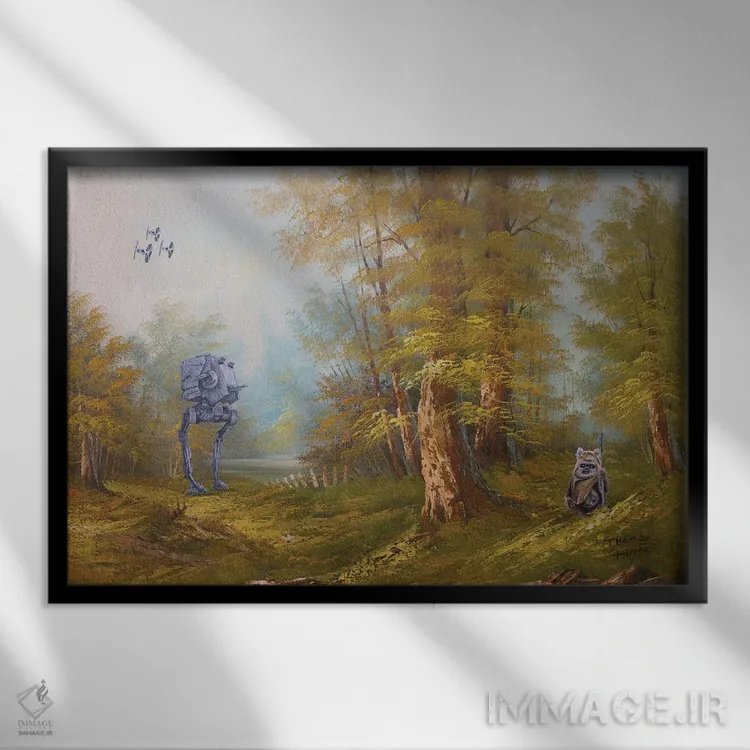 تابلو اندور (سیارهٔ خیالی - جنگ ستارگان) اثر کورتنی هیرشه - نمای قابدار مشکی