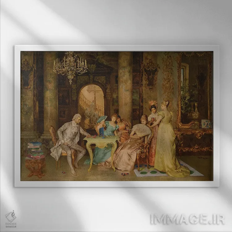 تابلو شب بازی اثر کورتنی هیرشه - نمای قابدار سفید