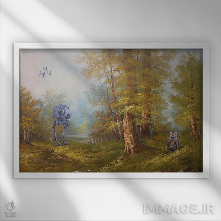 تابلو اندور (سیارهٔ خیالی - جنگ ستارگان) اثر کورتنی هیرشه - نمای قابدار سفید