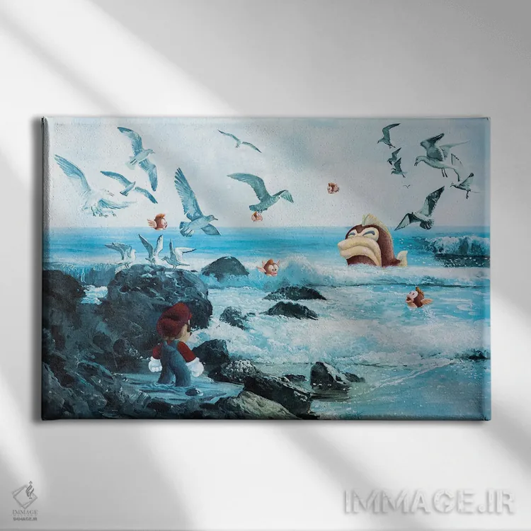 تابلو جزیرهای کوچک عظیم (پارادوکس) اثر کورتنی هیرشه - نمای روبهرو روی دیوار