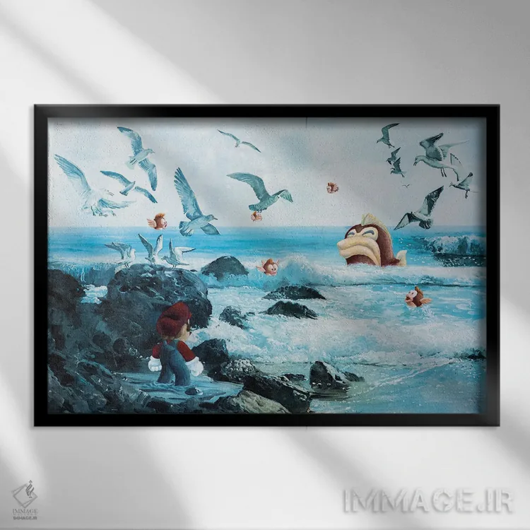 تابلو جزیرهای کوچک عظیم (پارادوکس) اثر کورتنی هیرشه - نمای قابدار مشکی