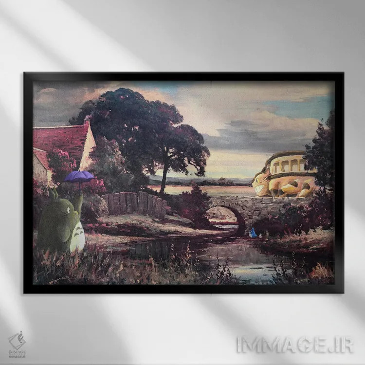 تابلو ژاپن روستایی اثر کورتنی هیرشه - نمای قابدار مشکی