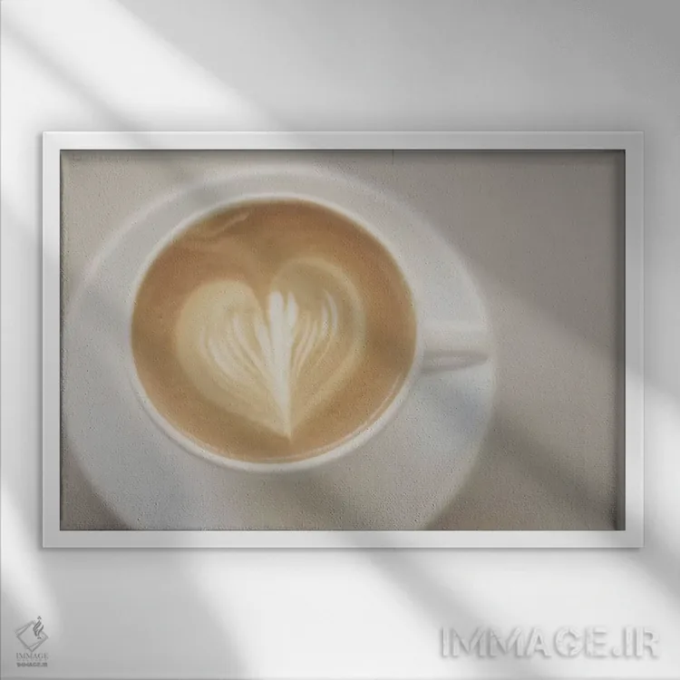 تابلو یک عشق لاته (نوشیدنی قهوه) اثر چلسیا ویکتوریا - نمای قابدار سفید