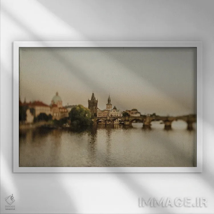 تابلو رودخانه ولتاوا اثر چلسیا ویکتوریا - نمای قابدار سفید