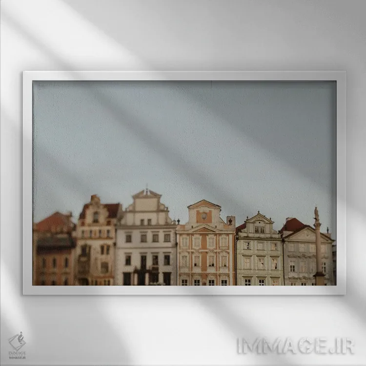 تابلو خانههای میدان مرکزی پراگ اثر چلسیا ویکتوریا - نمای قابدار سفید