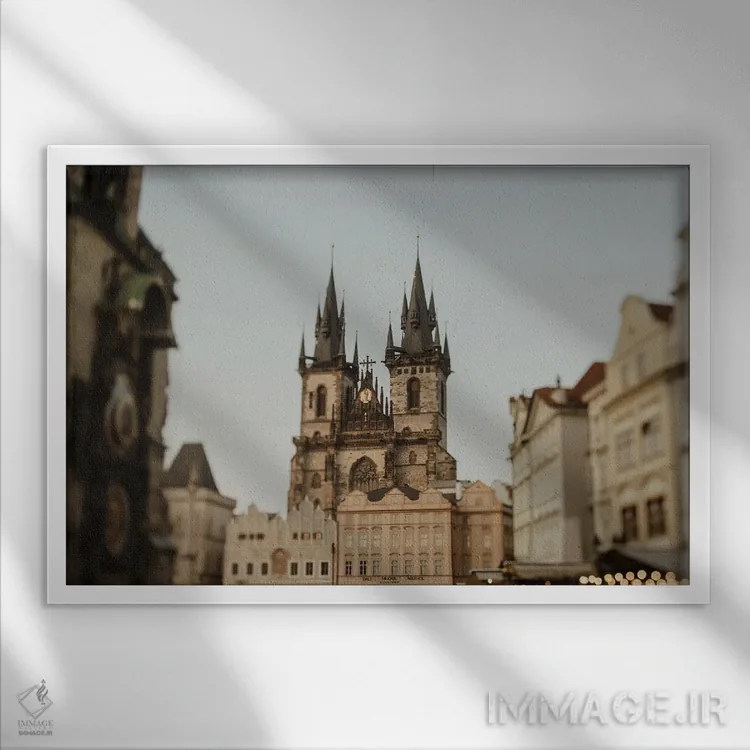 تابلو میدان شهر قدیم پراگ اثر چلسیا ویکتوریا - نمای قابدار سفید