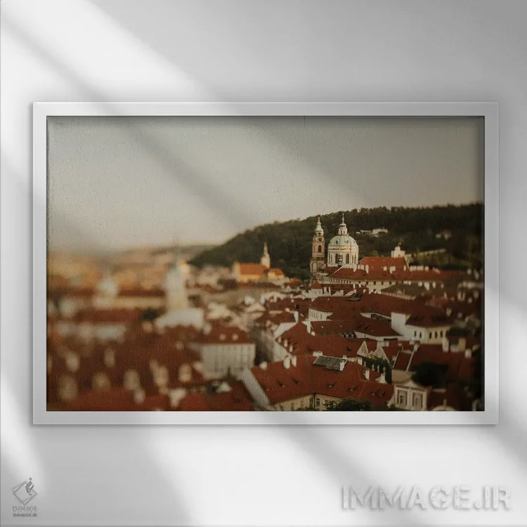 تابلو بامهای آجری قرمز پراگ اثر چلسیا ویکتوریا - نمای قابدار سفید