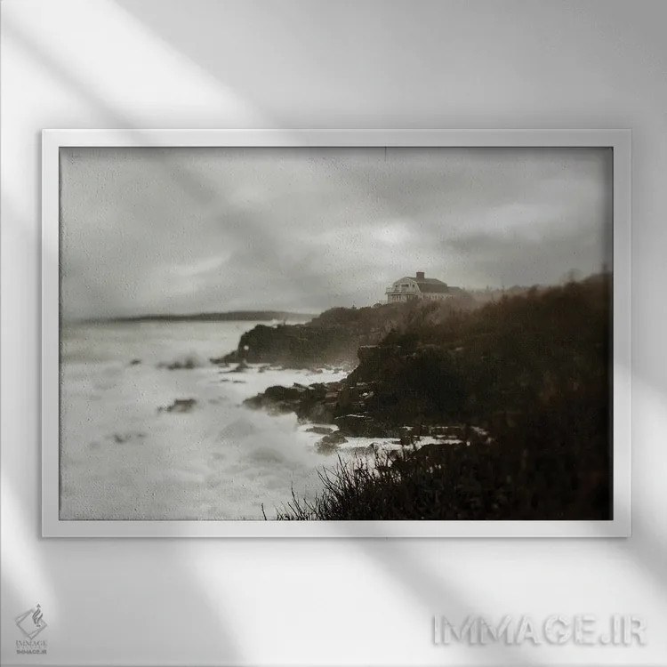 تابلو ساحل ایالت مین اثر چلسیا ویکتوریا - نمای قابدار سفید