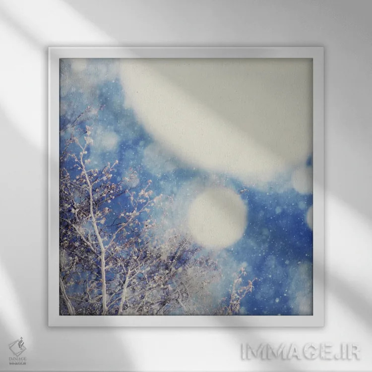 تابلو برف و درختان ۲ اثر چلسیا ویکتوریا - نمای قابدار سفید