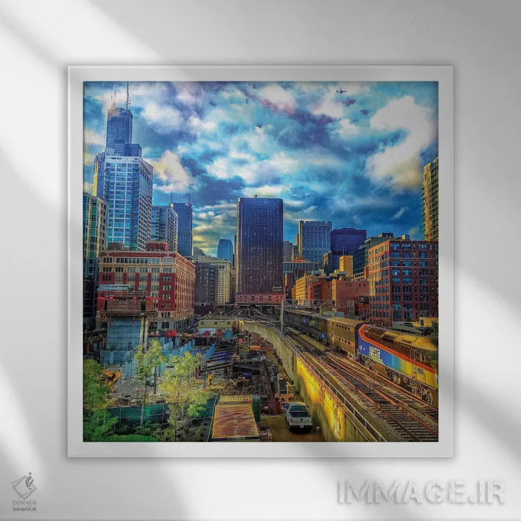 تابلو قطار شمالرو اثر کیتلین ورا - نمای قابدار سفید