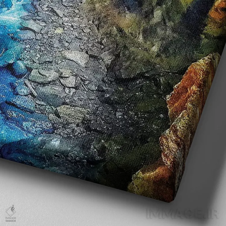 تابلو جادهٔ آبی اثر کیتلین ورا - نمای نزدیک بافت بوم