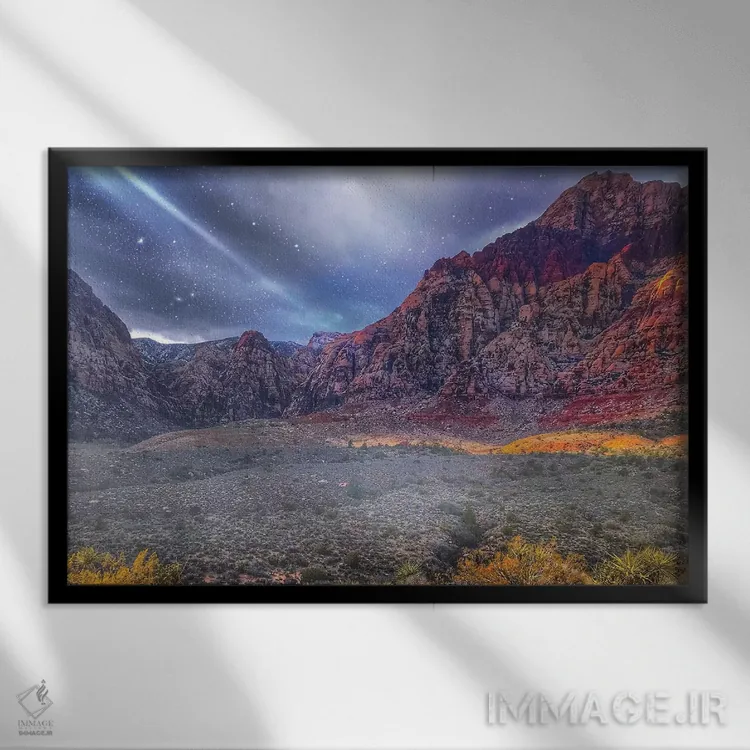 تابلو درهٔ صخرههای قرمز اثر کیتلین ورا - نمای قابدار مشکی