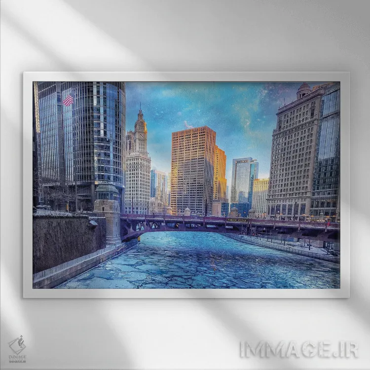 تابلو یخ خیابان واباش اثر کیتلین ورا - نمای قابدار سفید