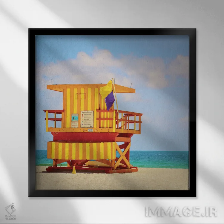 تابلو ایستگاه نجات غریق اثر کارلوس وارگاس - نمای قابدار مشکی