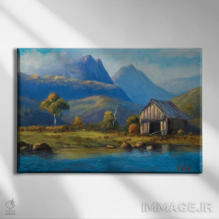 تابلو نور صبحگاهی بر کوه کرادل تاسمانی اثر کریستوفر ویدال - نمای روبهرو روی دیوار
