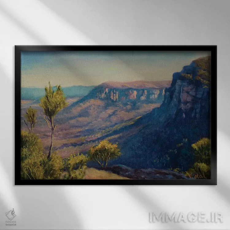 تابلو سر گراز کوههای آبی اثر کریستوفر ویدال - نمای قابدار مشکی