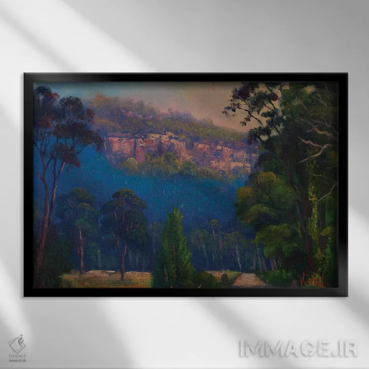 تابلو نور دیرهنگام عصر در دانویل لوپ درهٔ کاپرتی اثر کریستوفر ویدال - نمای قابدار مشکی