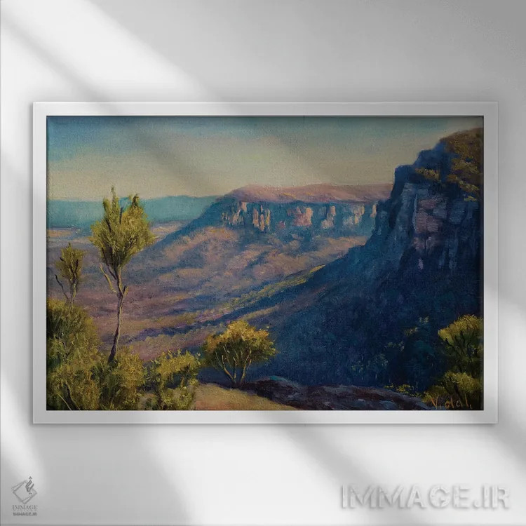 تابلو سر گراز کوههای آبی اثر کریستوفر ویدال - نمای قابدار سفید