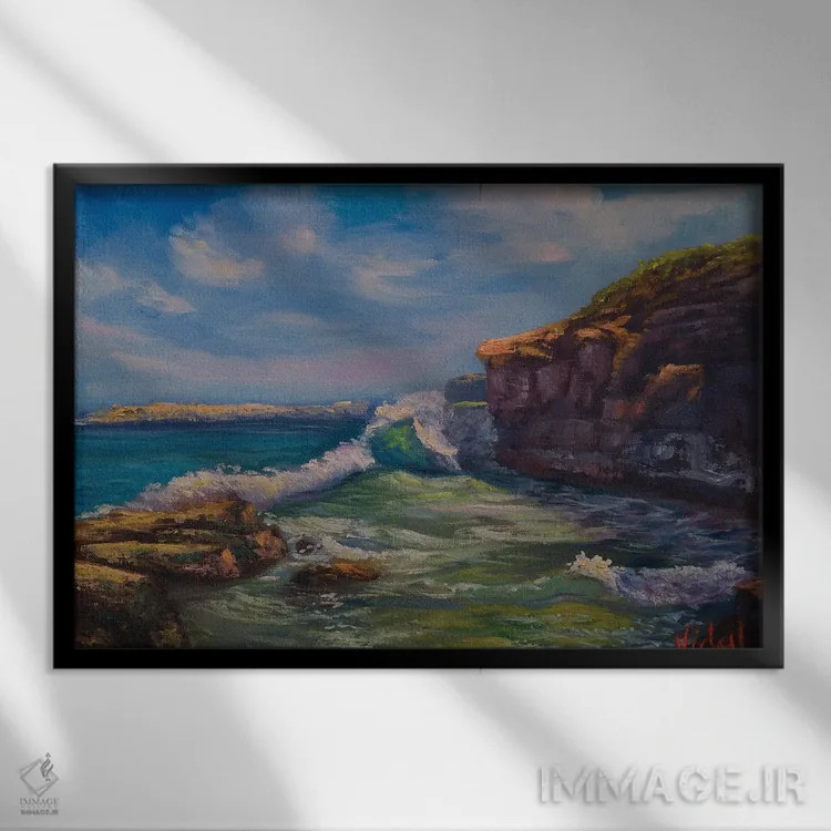 تابلو امواج نزدیک ساحل کیوز سنترال کوست نیو ساوت ولز اثر کریستوفر ویدال - نمای قابدار مشکی