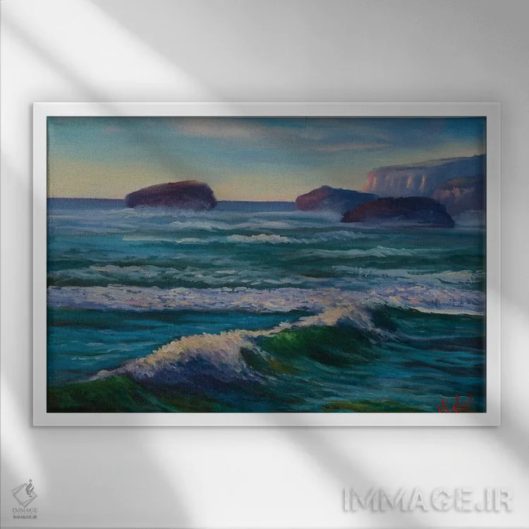 تابلو جریانهای اقیانوسی نزدیک بندر کمپبل ویکتوریا اثر کریستوفر ویدال - نمای قابدار سفید