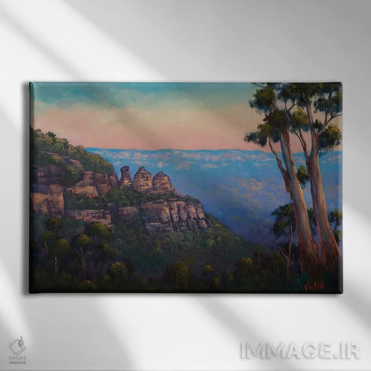 تابلو آخرین نور بر سه خواهر از سکوی نگاه عقاب اثر کریستوفر ویدال - نمای روبهرو روی دیوار