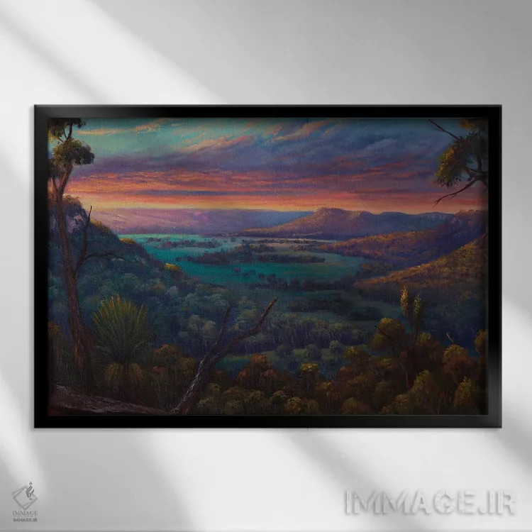 تابلو منظره غروب در فلات شیپلی بلکهِیث اثر کریستوفر ویدال - نمای قابدار مشکی