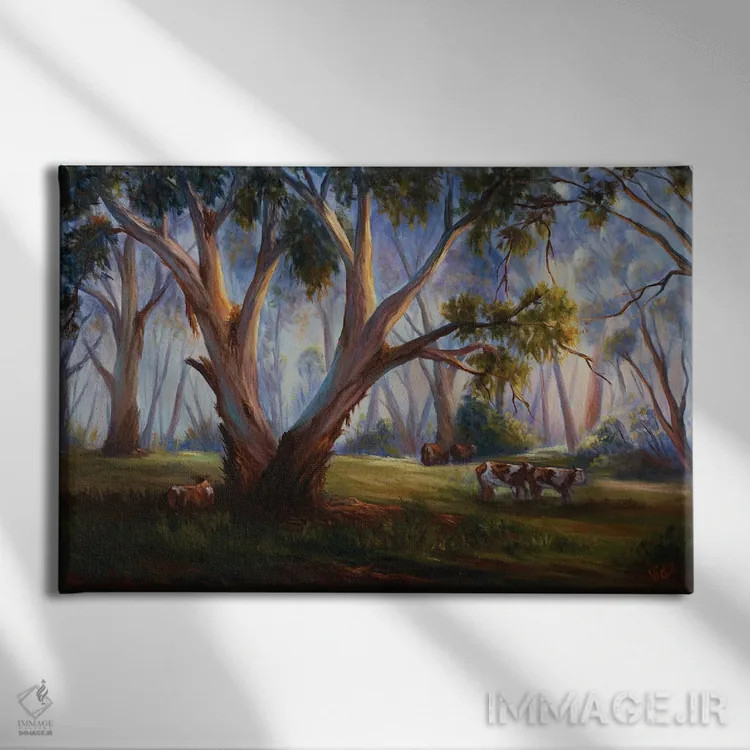 تابلو چَرا در بوتهزار استرالیا اثر کریستوفر ویدال - نمای روبهرو روی دیوار