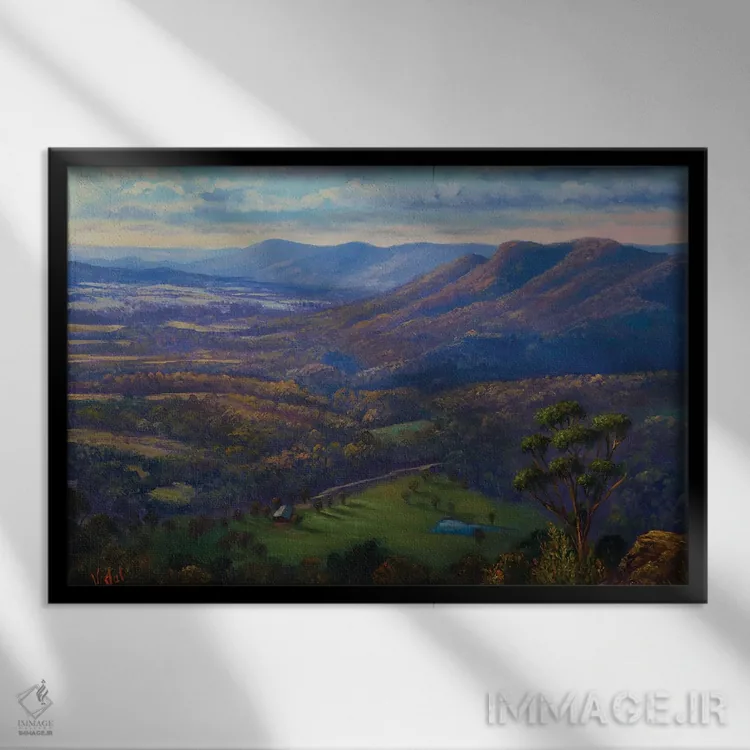 تابلو منظره از کوه بلکهِیث، کوههای آبی نیو ساوت ولز اثر کریستوفر ویدال - نمای قابدار مشکی