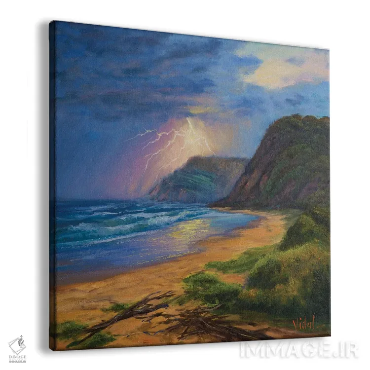 تابلو طوفان بر اقیانوس، ساحل گاری اثر کریستوفر ویدال - نمای پرسپکتیو محصول