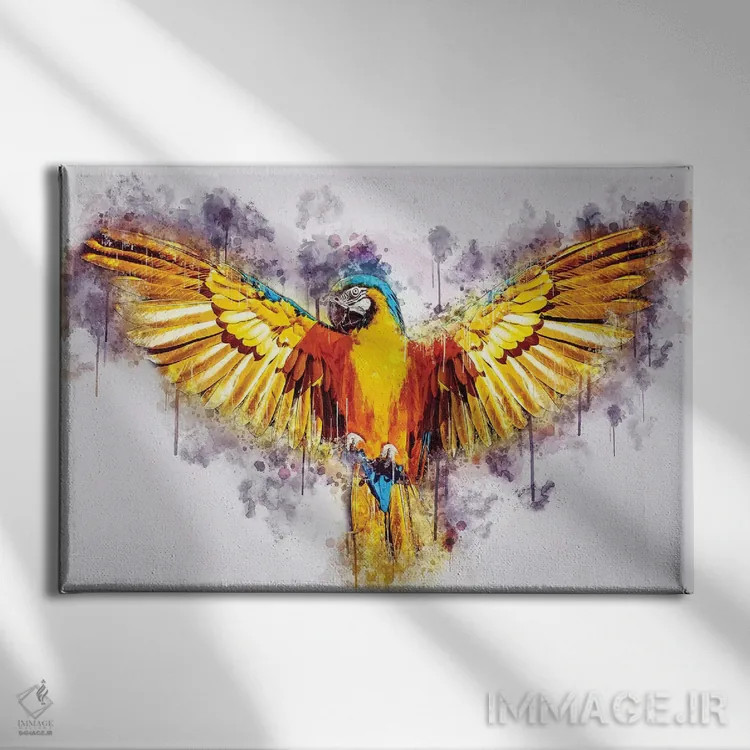 تابلو طوطی زرد اثر کورنل ولاد - نمای روبهرو روی دیوار