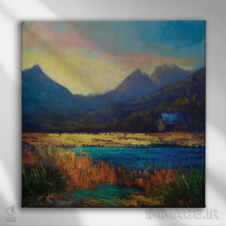 تابلو کوه کرادل انتزاعی اثر کریستوفر ویدال - نمای روبهرو روی دیوار