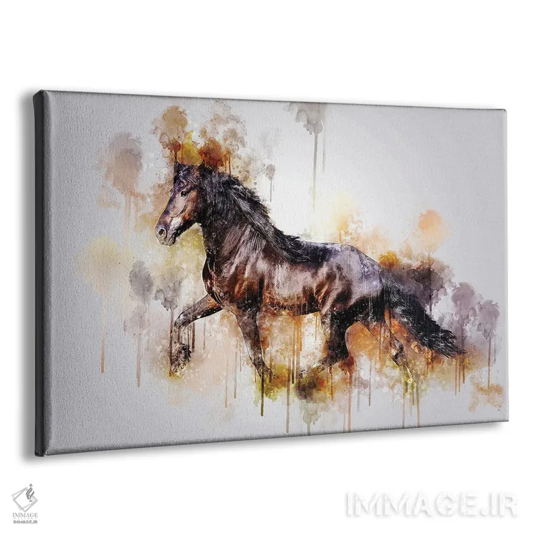 تابلو اسب در حال دویدن (آبرنگ) اثر کورنل ولاد - نمای پرسپکتیو محصول