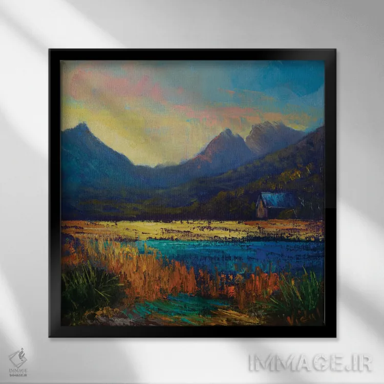 تابلو کوه کرادل انتزاعی اثر کریستوفر ویدال - نمای قابدار مشکی