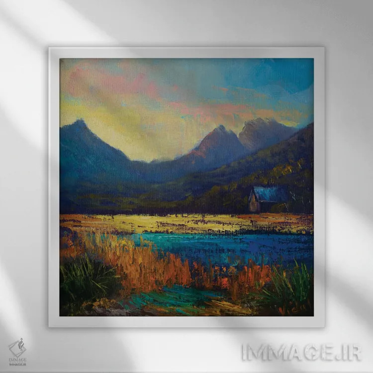 تابلو کوه کرادل انتزاعی اثر کریستوفر ویدال - نمای قابدار سفید