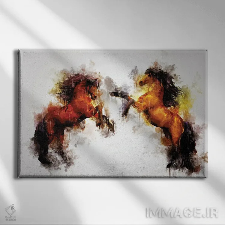 تابلو اسبها اثر کورنل ولاد - نمای روبهرو روی دیوار