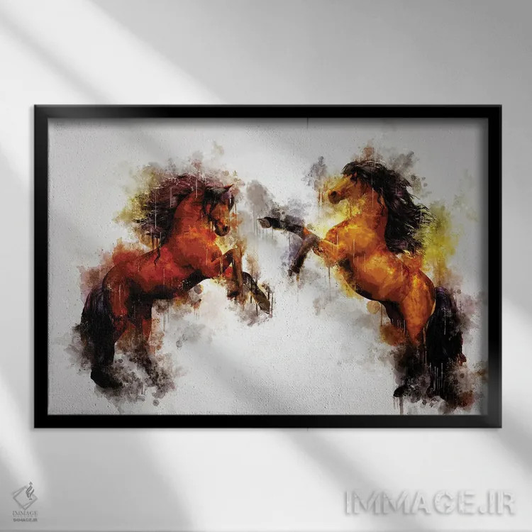 تابلو اسبها اثر کورنل ولاد - نمای قابدار مشکی