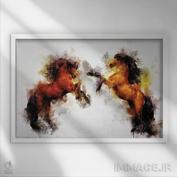 تابلو اسبها اثر کورنل ولاد - نمای قابدار سفید