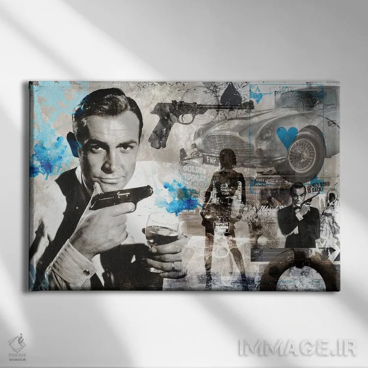 تابلو جیمز باند بازگشته است اثر کارولین وندلین - نمای روبهرو روی دیوار