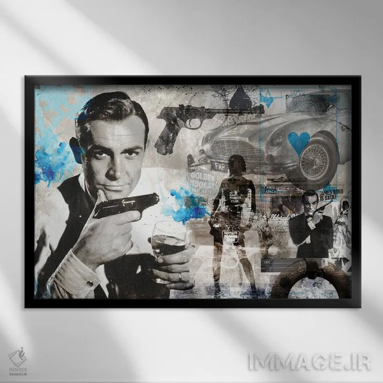 تابلو جیمز باند بازگشته است اثر کارولین وندلین - نمای قابدار مشکی