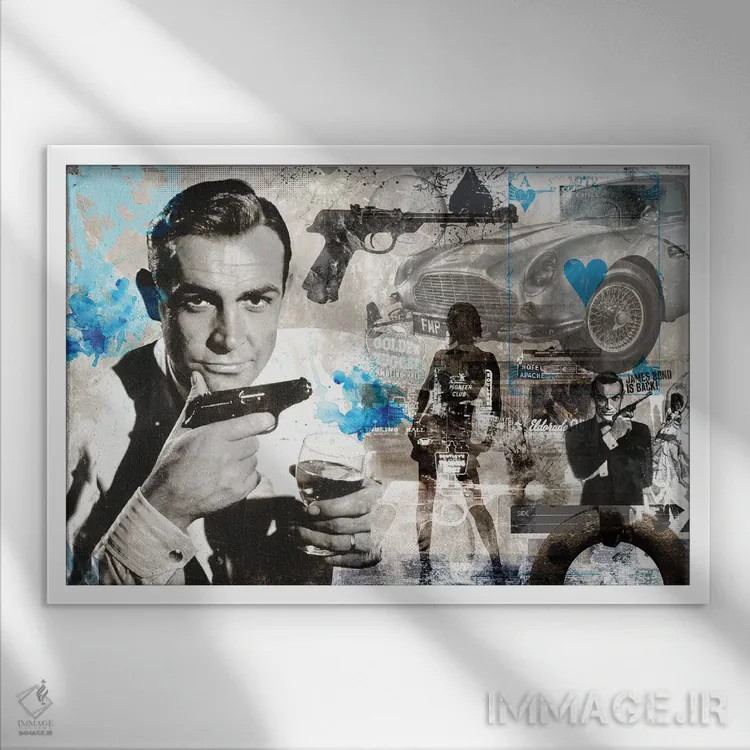 تابلو جیمز باند بازگشته است اثر کارولین وندلین - نمای قابدار سفید