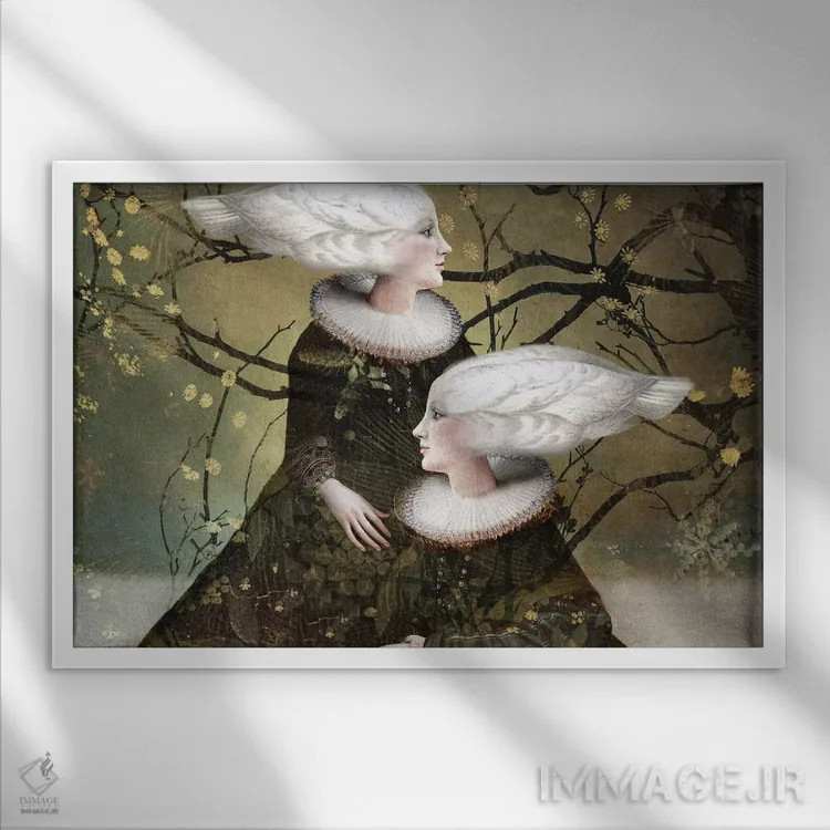 تابلو خواهر روح II اثر کاترین ولز-استاین (هنرمند فتومانتیج آلمانی) - نمای قابدار سفید