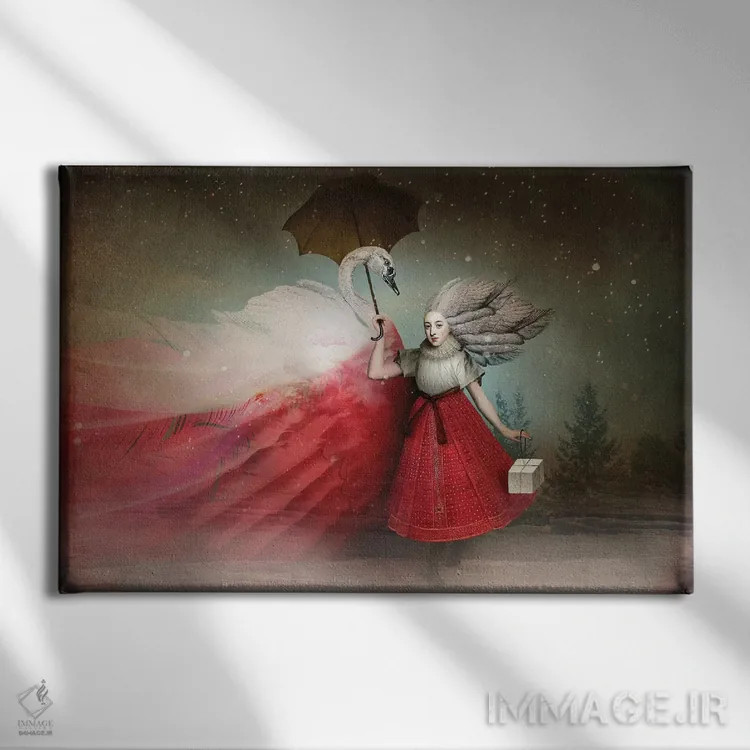 تابلو هدیه اثر کاترین ولز-استاین (هنرمند فتومانتیج آلمانی) - نمای روبهرو روی دیوار
