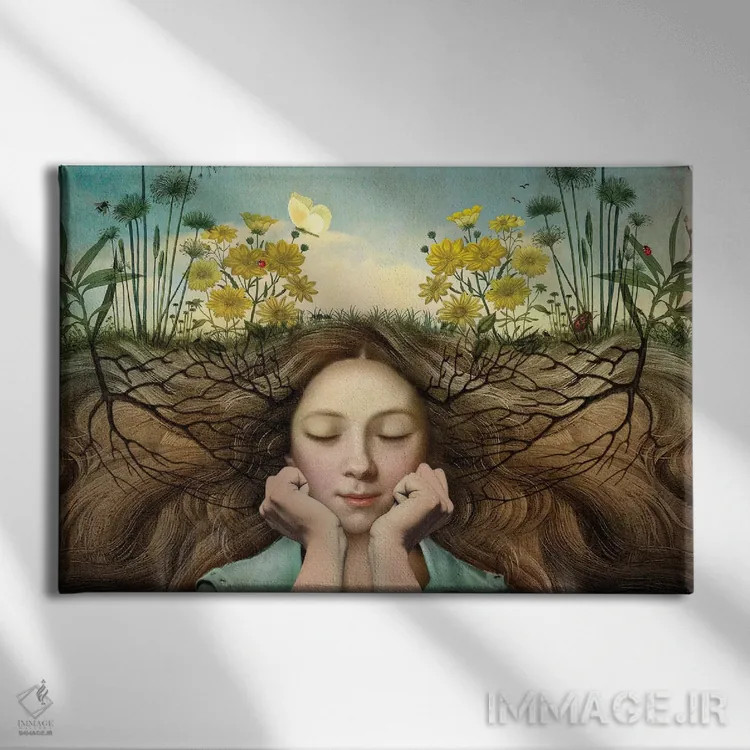 تابلو گوش کن اثر کاترین ولز-استاین (هنرمند فتومانتیج آلمانی) - نمای روبهرو روی دیوار