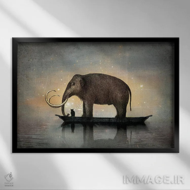 تابلو شب ساکت (کریسمس) اثر کاترین ولز-استاین (هنرمند فتومانتیج آلمانی) - نمای قابدار مشکی