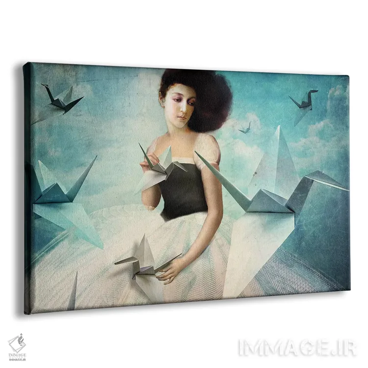 تابلو اولین درنای اُریگامی من اثر کاترین ولز-استاین (هنرمند فتومانتیج آلمانی) - نمای پرسپکتیو محصول